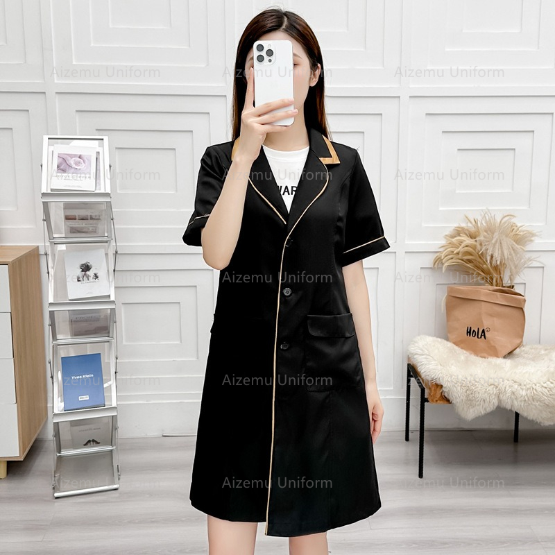 Medical Lab Logo - Черная косметическая форма с халатом косметолога,